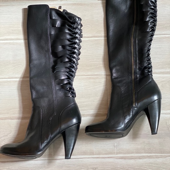 Frye Shoes - Frye Black Leather Knee High Boots Size US 8.5